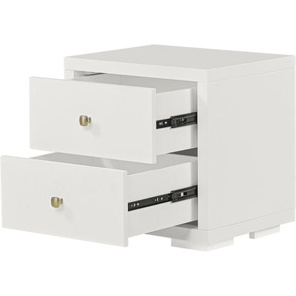 19" Black Solid and Manufactured Wood Two Drawer Nightstand