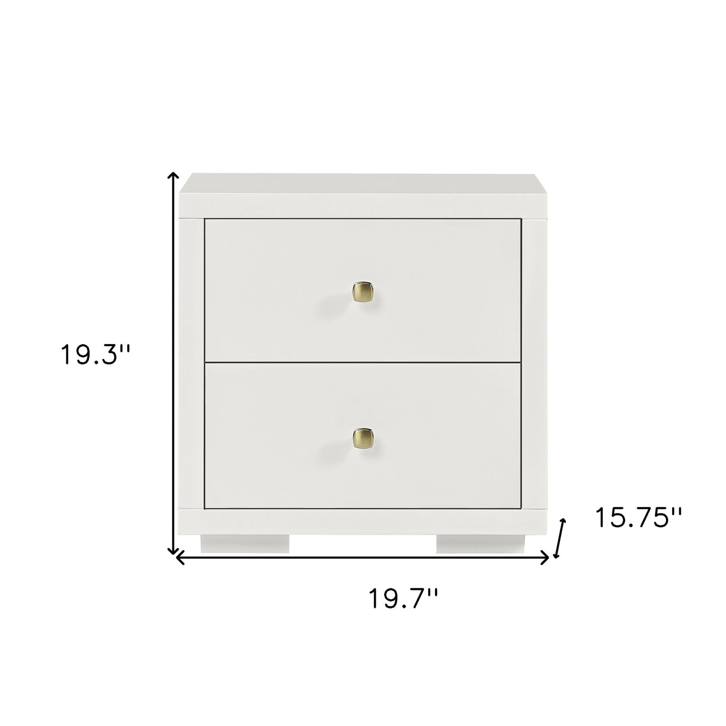 19" White Two Drawer Nightstand