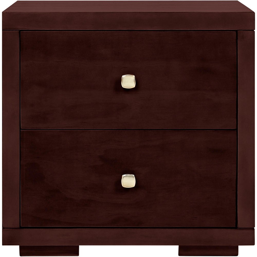 19" Black Solid and Manufactured Wood Two Drawer Nightstand