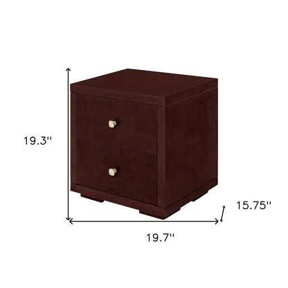 19" Espresso Solid and Manufactured Wood Two Drawer Nightstand
