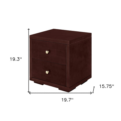 19" White Solid and Manufactured Wood Two Drawer Nightstand