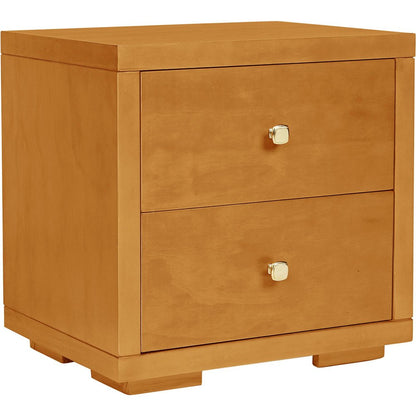 19" Light Brown Solid and Manufactured Wood Two Drawer Nightstand