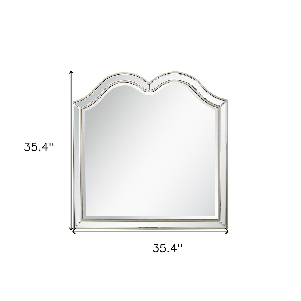 35" Champagne Novelty Accent Wood Mirror