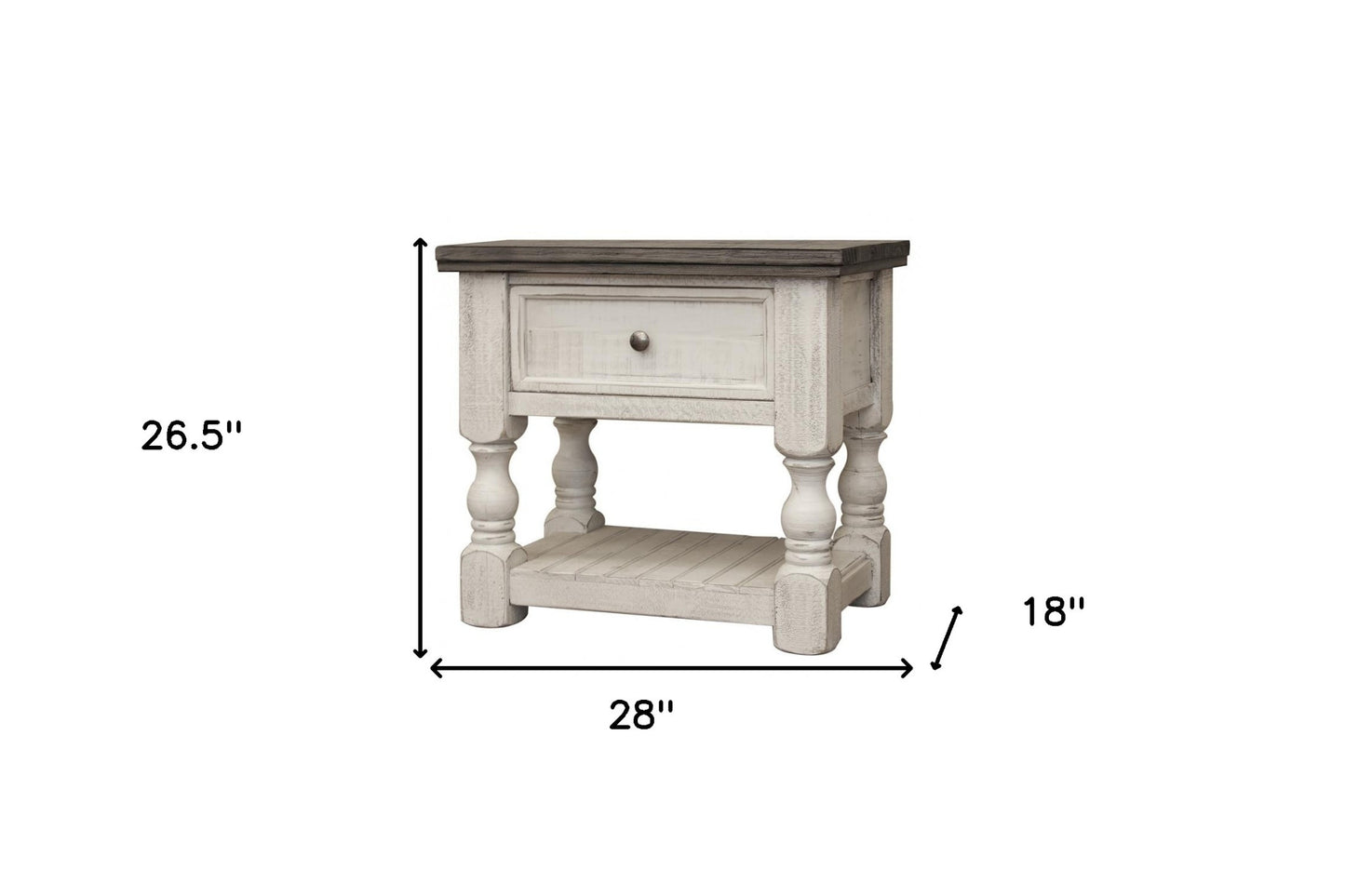 27" Ivory One Drawer Nightstand