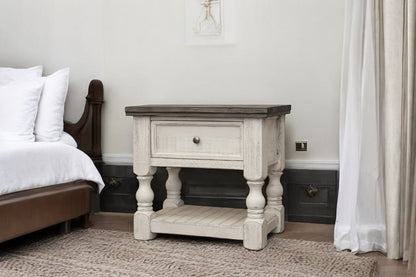 27" Ivory Solid Wood One Drawer Nightstand