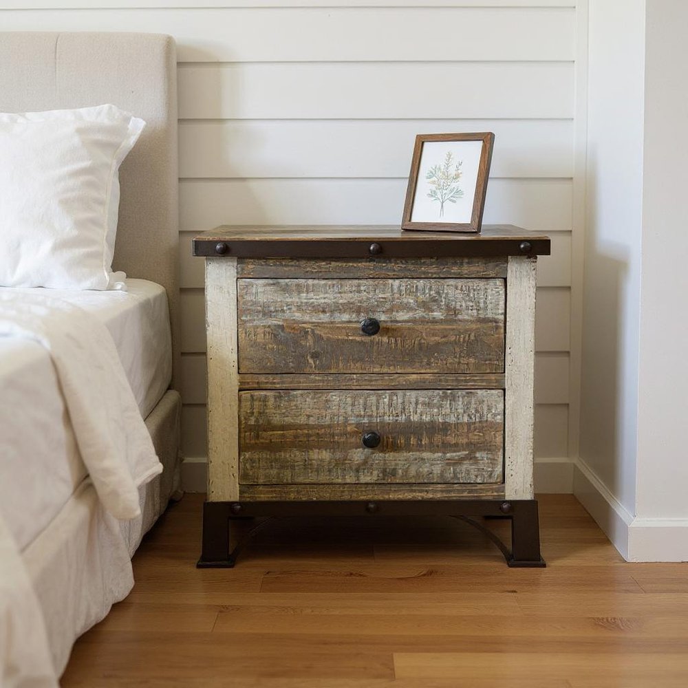 27" Brown Two Drawer Nightstand