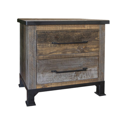 27" Gray Solid Wood Two Drawer Nightstand
