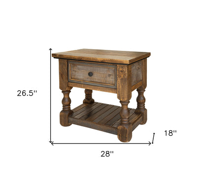 27" Brown One Drawer Nightstand