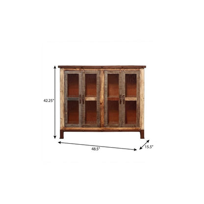 49" Brown Solid and Manufactured Wood Distressed Buffet Table