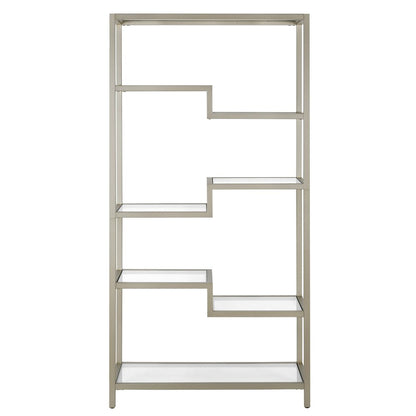 Silver Metal and Glass Seven Tier Etagere Bookcase