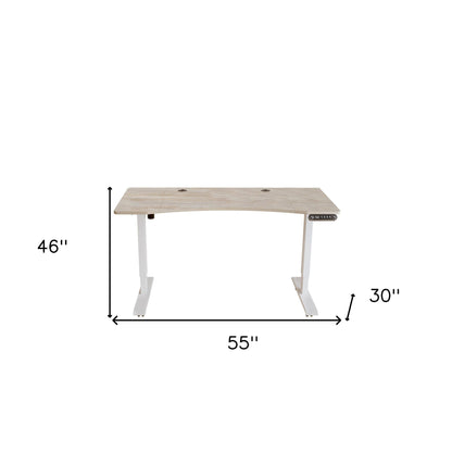 55" Adjustable White Computer Desk