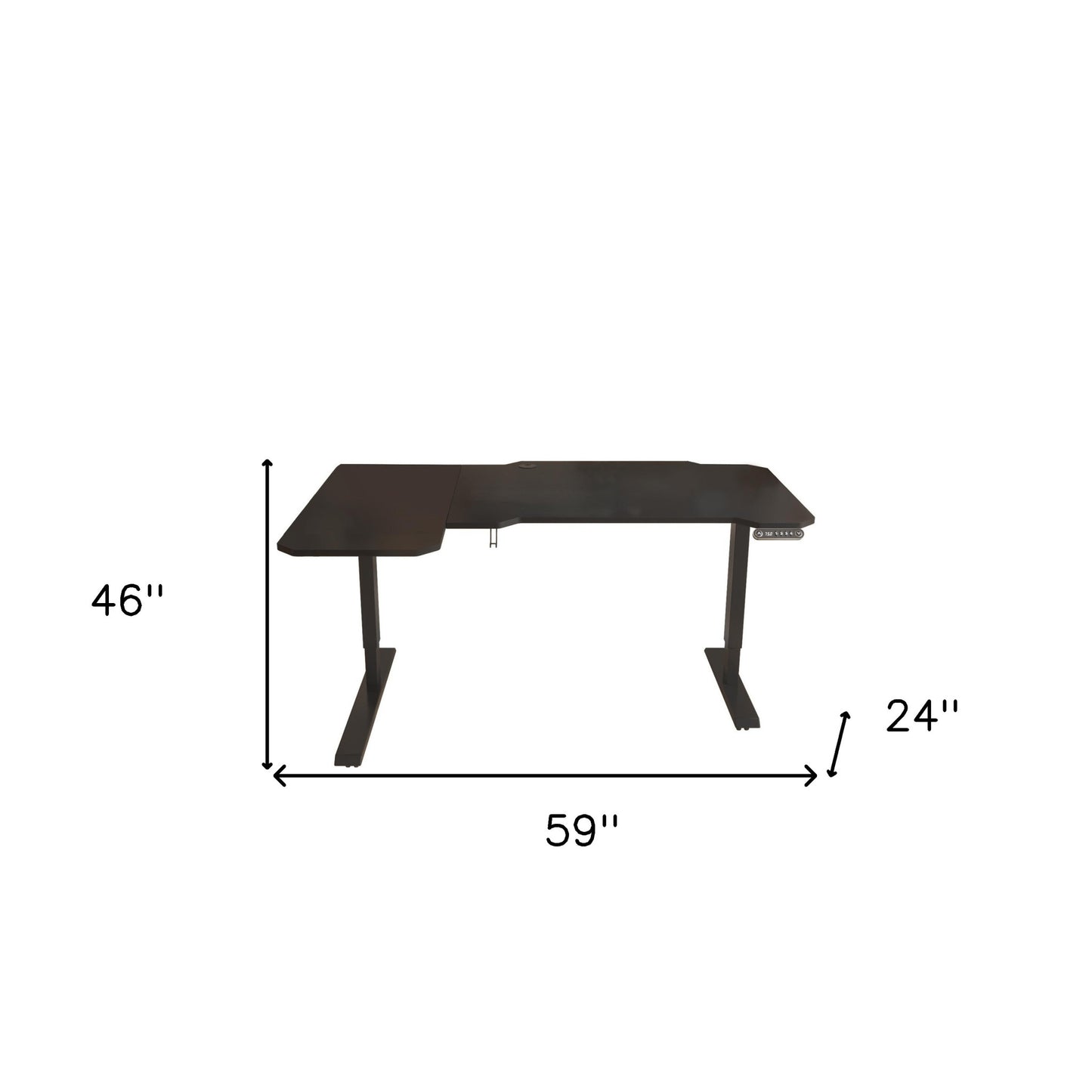 59" Adjustable Black L Shape Computer Desk