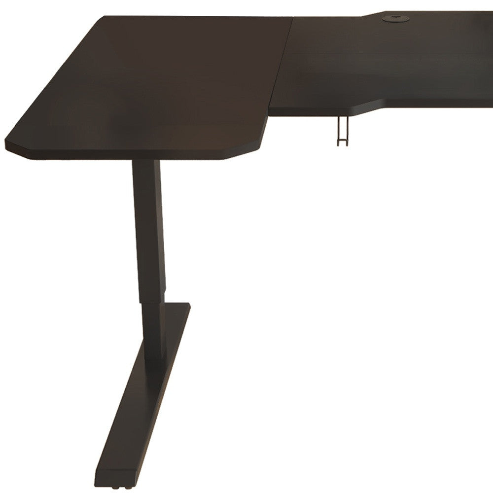 59" Adjustable Black L Shape Computer Desk