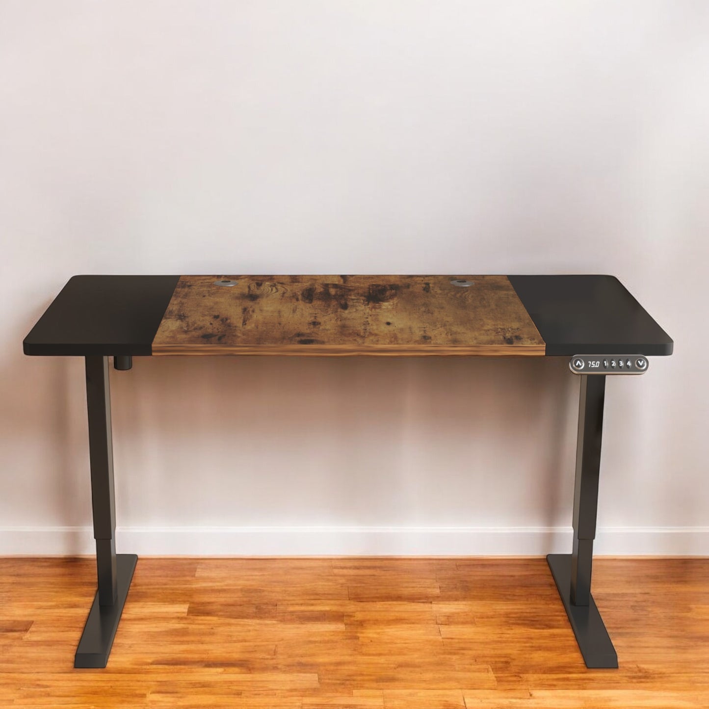 63" Adjustable Brown and Black Standing Desk