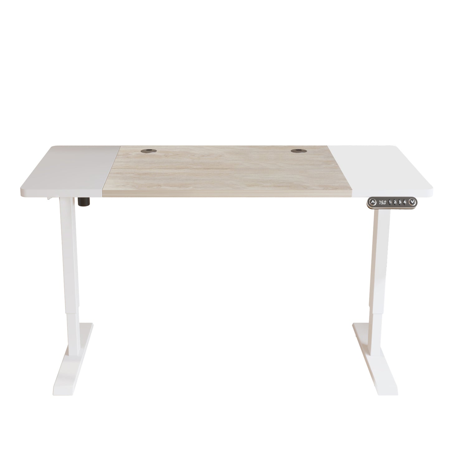 63" Adjustable Natural and White Computer Desk