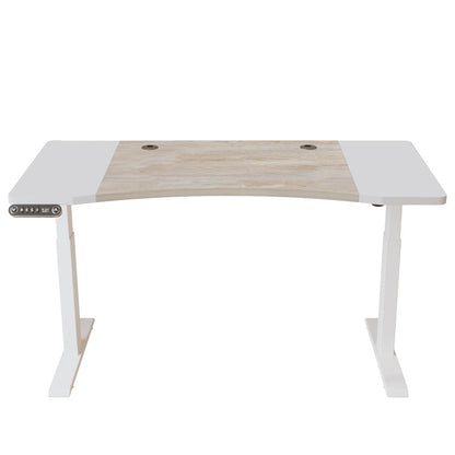 63" Adjustable Brown and White Standing Desk