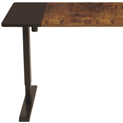 55" Adjustable Brown and Black and Black Computer Desk