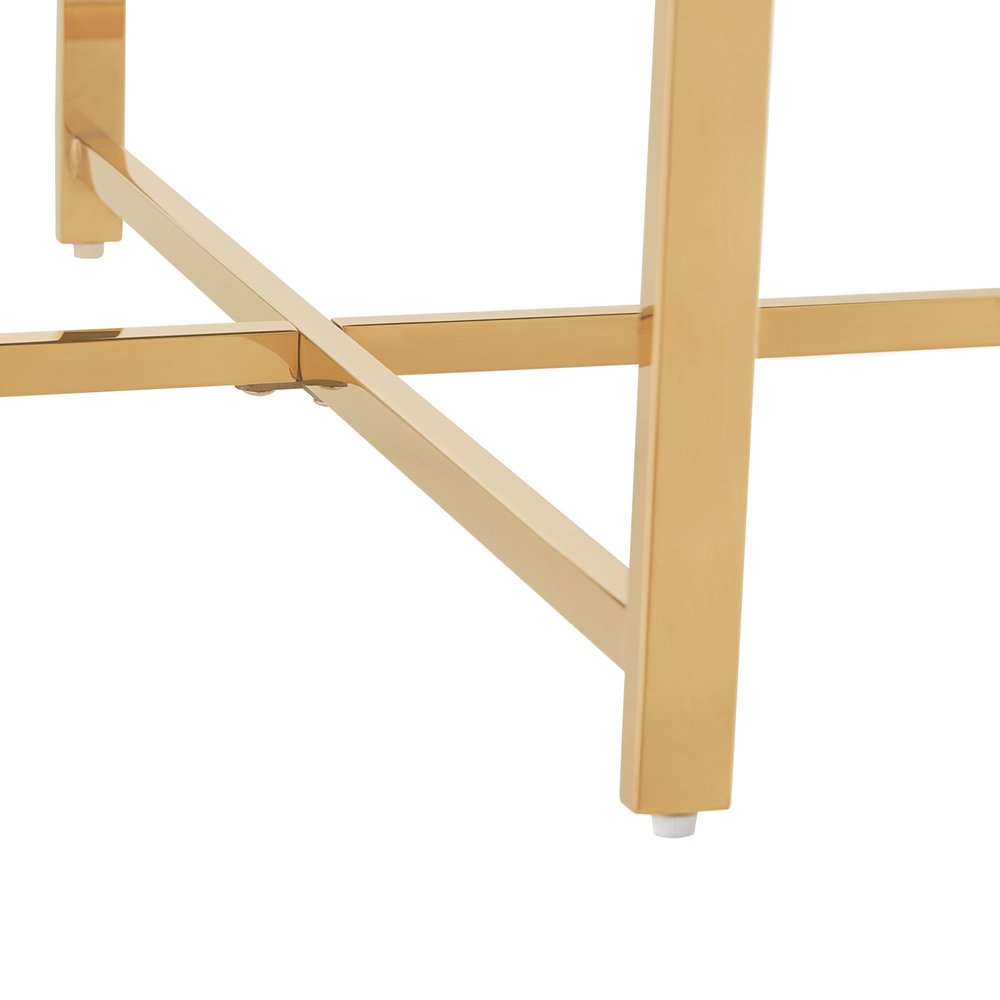 32" Silver And Gold Glass And Stainless Steel Round Mirrored Coffee Table