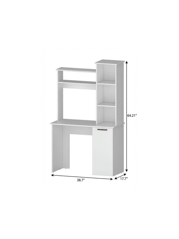 39" White Computer Desk With Hutch