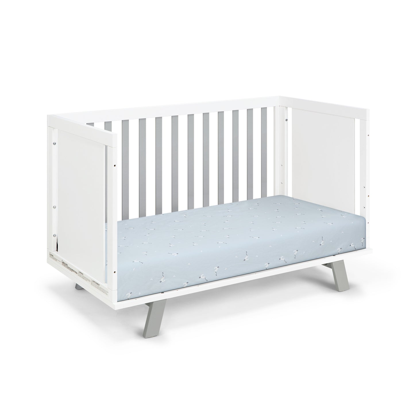 Gray and White Solid and Manufactured Wood Standard Three In One Convertible Crib