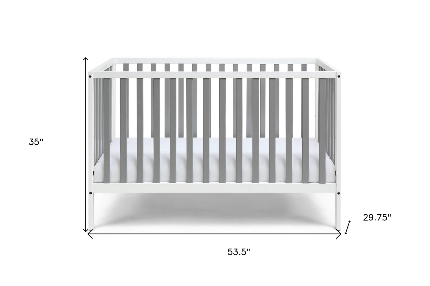 Gray and White Solid and Manufactured Wood Standard Three In One Convertible Crib