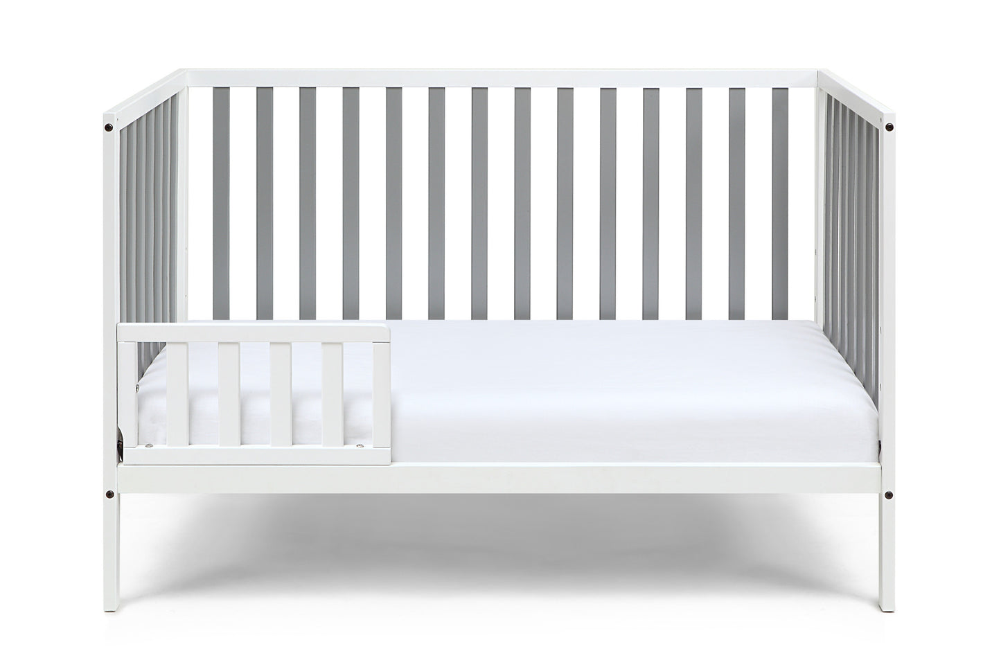 Gray and White Solid and Manufactured Wood Standard Three In One Convertible Crib