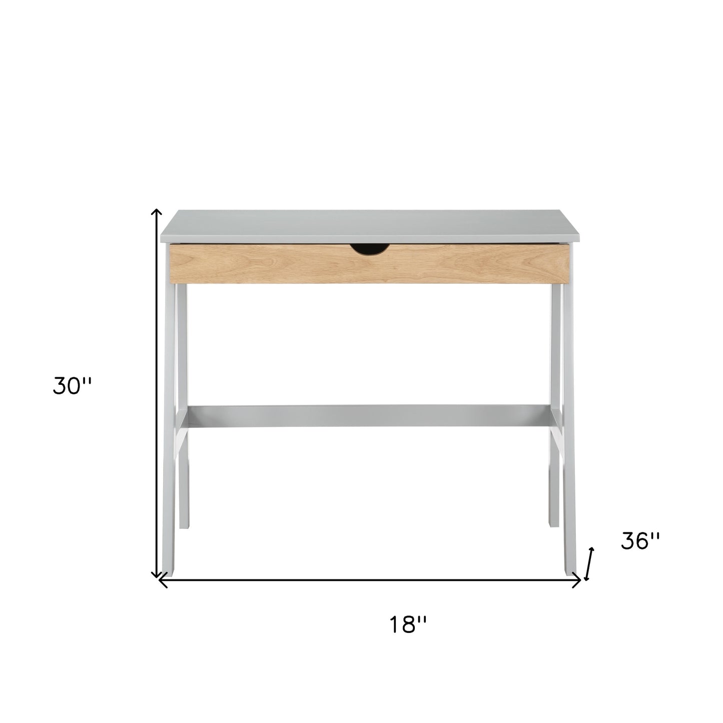 36" Gray and Natural Writing Desk