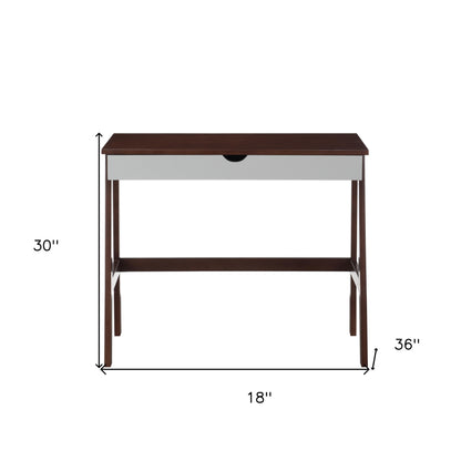 36" Brown and White Writing Desk