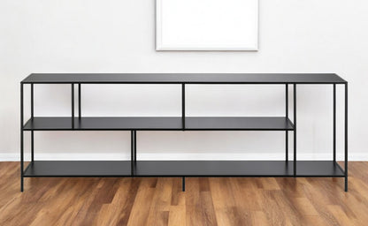 70" Black Metal Open shelving TV Stand