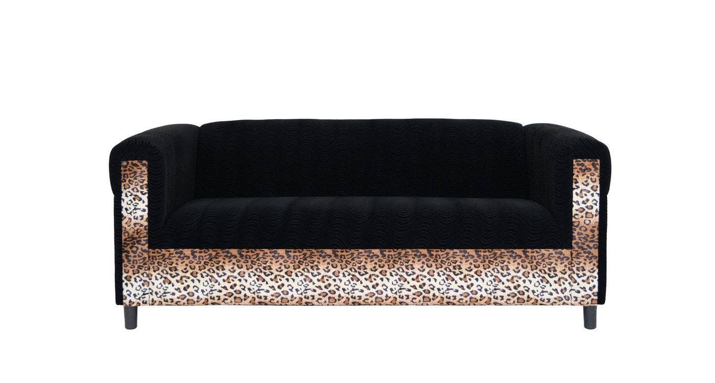 72" Black Velvet Sofa