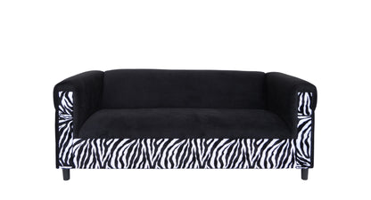 72" Black Velvet Sofa