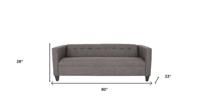 80" Charcoal Polyester Sofa With Black Legs