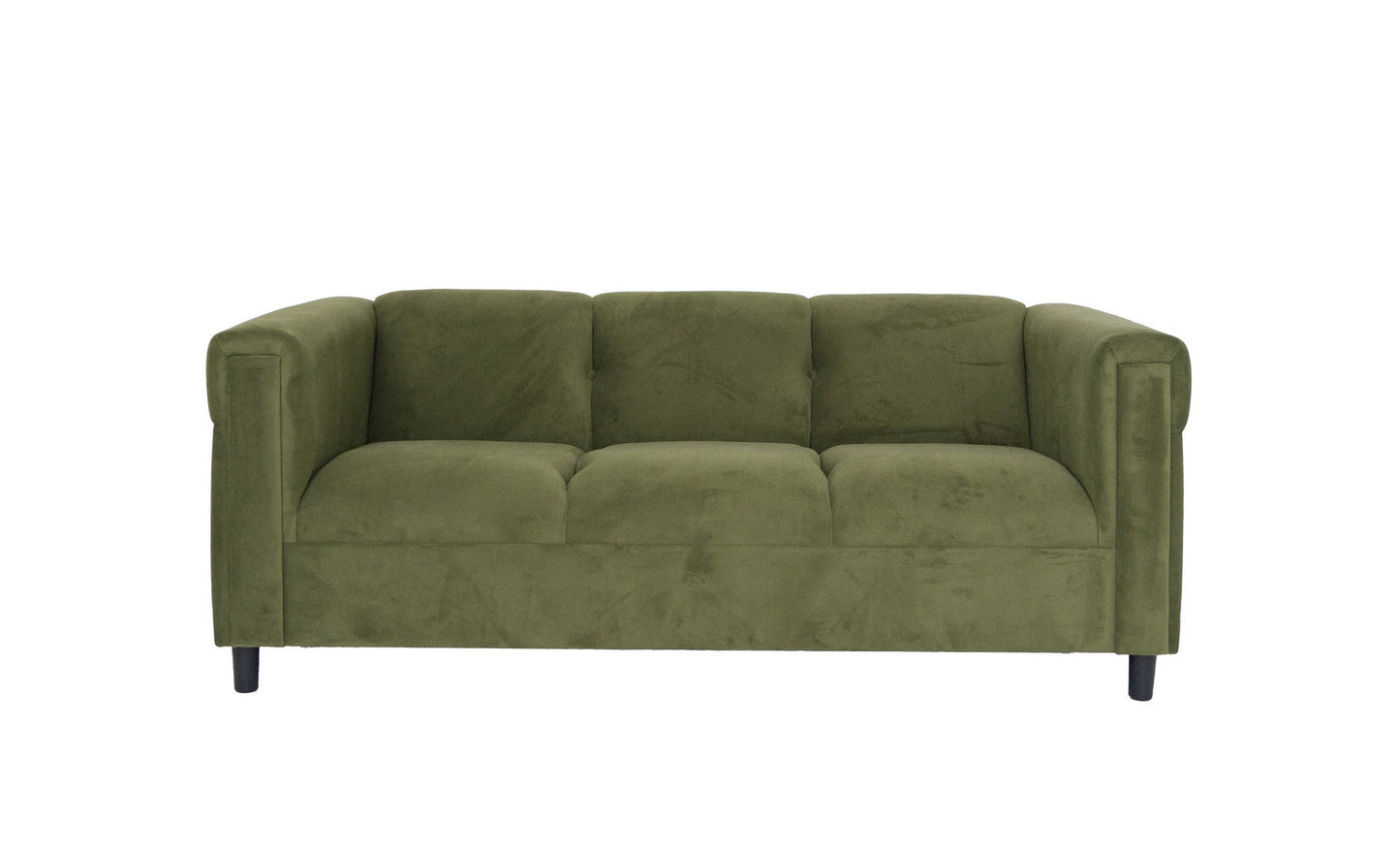 72" Moss Green Suede Sofa With Black Legs