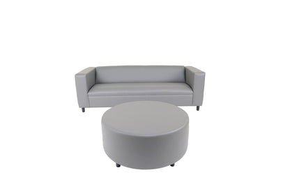 84" Gray Faux Leather Sofa With Ottoman With Black Legs