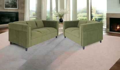 Two Piece Green Five Person Seating Set