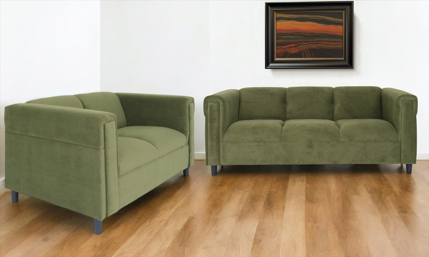 Two Piece Green Tufted Velvet Five Person Seating Set