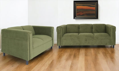 Two Piece Green Tufted Velvet Five Person Seating Set