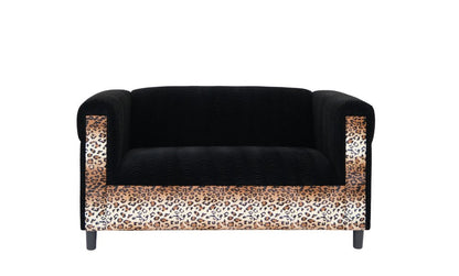 Two Piece  Leopard and Black Five Person Seating Set