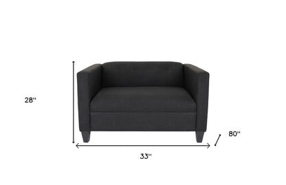 80" Black And Dark Brown Loveseat