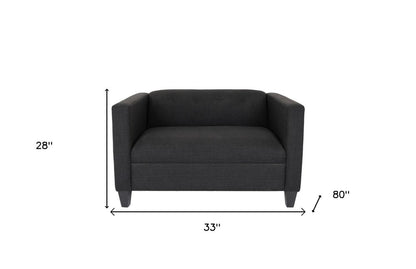 80" Black And Dark Brown Loveseat