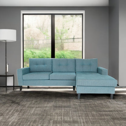 Blue Polyester Blend L Shaped Two Piece Sofa and Chaise Sectional