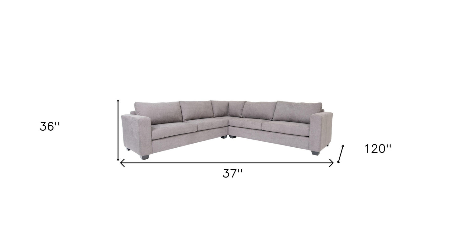 Gray Polyester Blend L Shaped Three Piece Corner Sectional