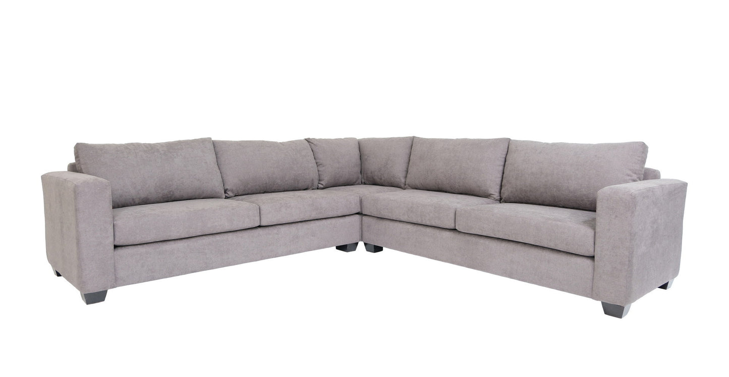 Gray Polyester Blend L Shaped Three Piece Corner Sectional