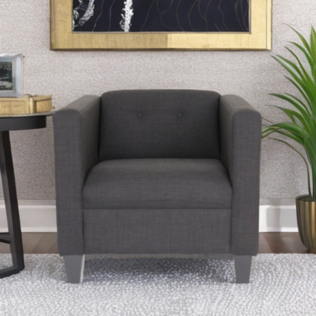 30" Dark Gray Upholstered Tufted Arm Chair