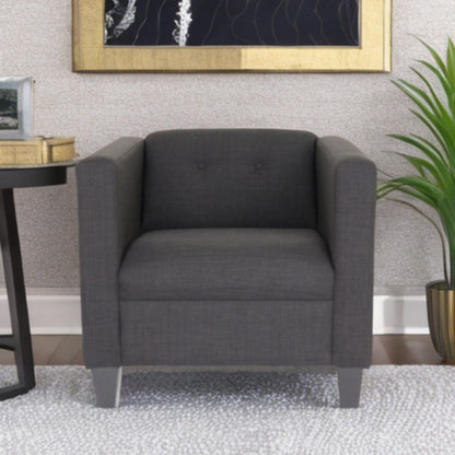 30" Dark Gray Upholstered Tufted Arm Chair