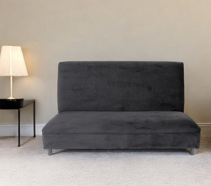 72" Black And Silver Velvet Loveseat