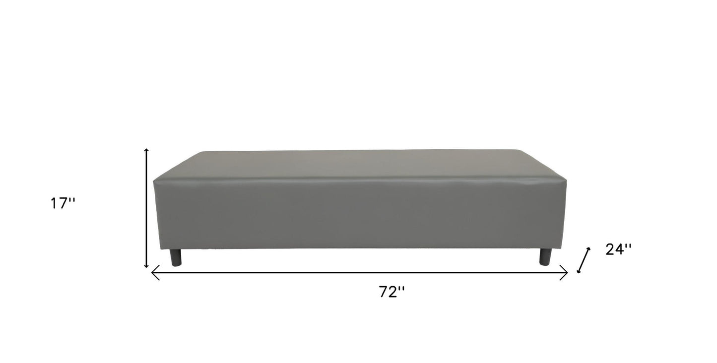 72" Gray and Black Upholstered Genuine Leather Bench