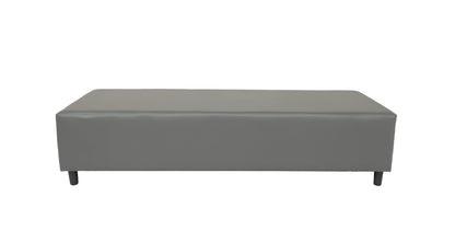 72" Gray and Black Upholstered Genuine Leather Bench