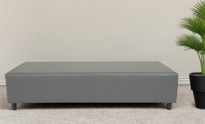 72" Gray and Black Upholstered Genuine Leather Bench