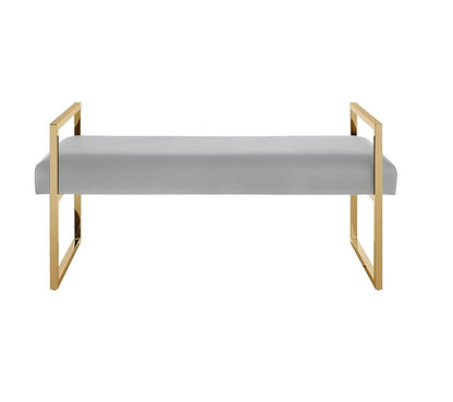 48" Black and Silver Upholstered Velvet Bench
